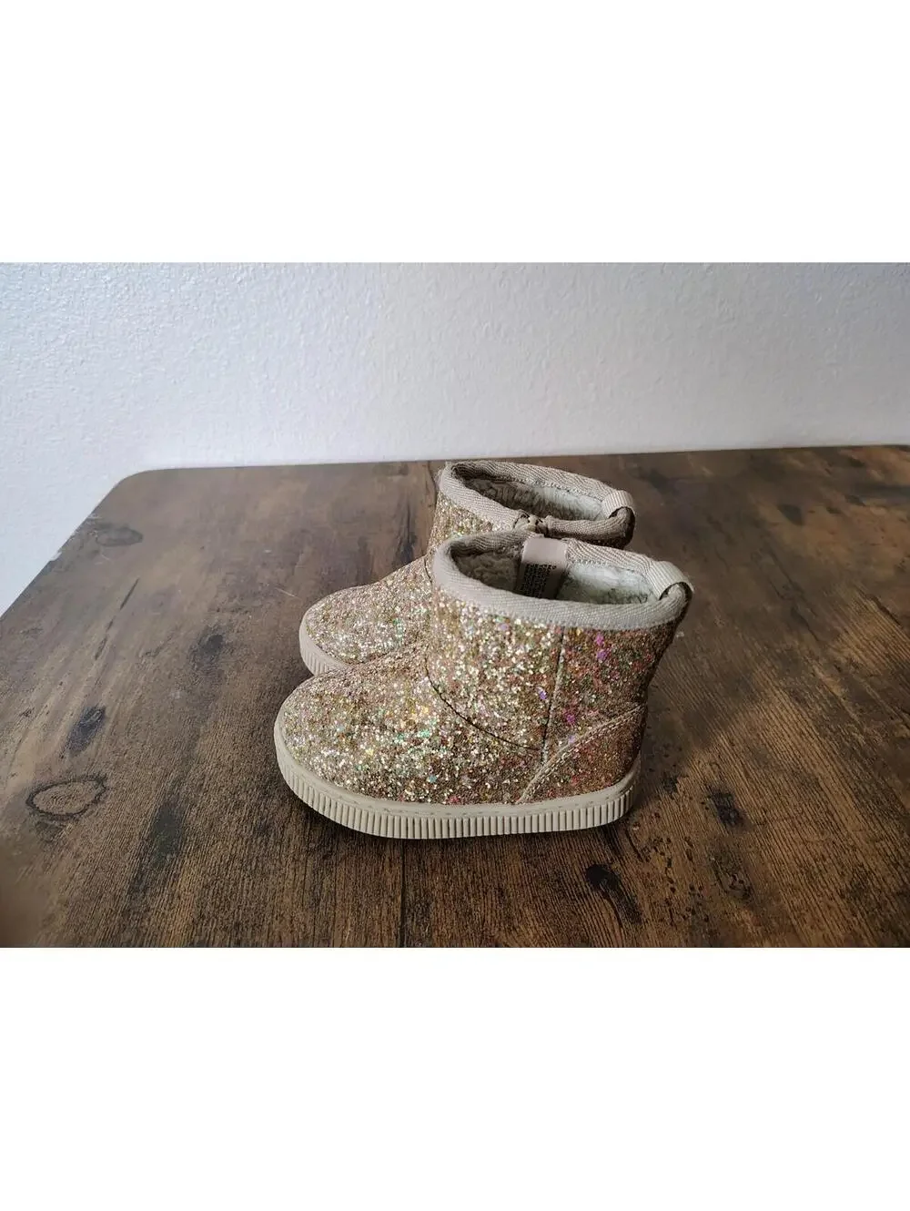 Cat and Jack Toddler Girls Arlo Zipper Shearling Winter Boot Gold Glitter Sz 5c - Picture 4 of 8